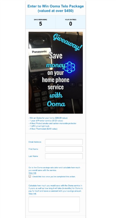 Ooma Telo Internet Service Sweepstakes